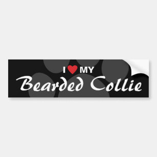 Autocollant De Voiture J'aime (coeur) mon colley barbu