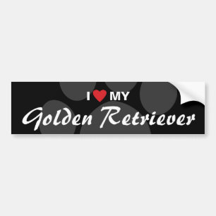 Autocollant De Voiture J'aime (coeur) mon golden retriever