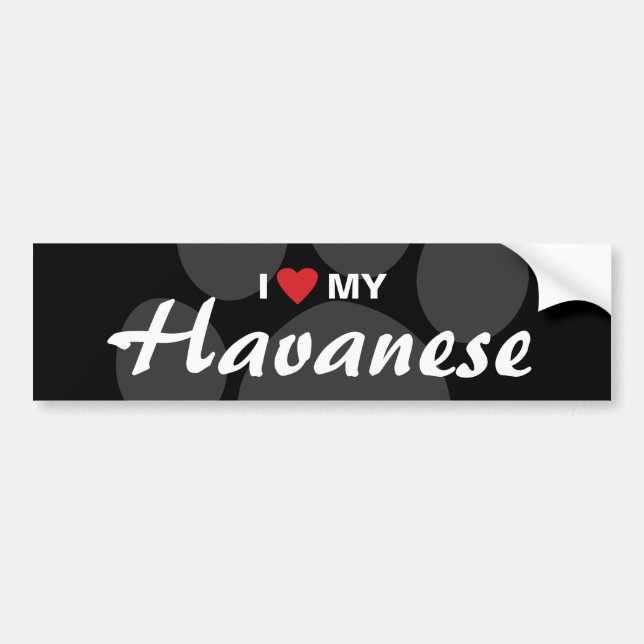 Autocollant De Voiture J'aime (coeur) mon Havanese (Devant)