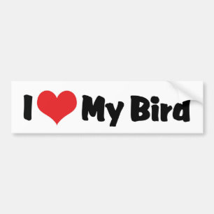 Autocollant De Voiture J'aime cœur mon oiseau - Amoureux des oiseaux