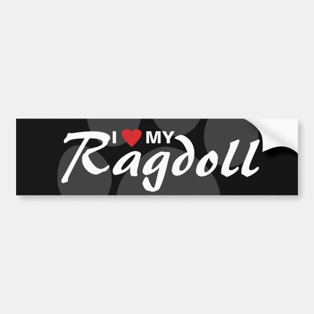 Autocollant De Voiture J'aime (coeur) mon Ragdoll (Devant)