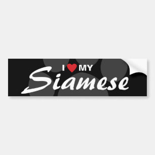 Autocollant De Voiture J'aime (coeur) mon siamois