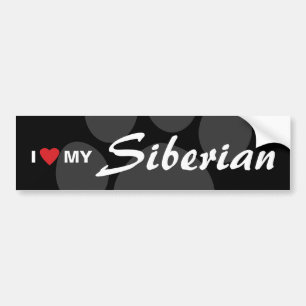 Autocollant De Voiture J'aime (coeur) mon Sibérien