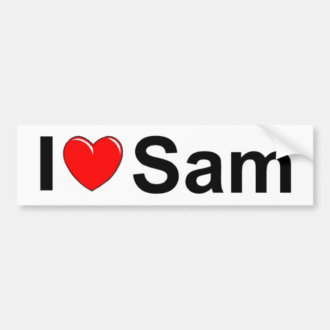 Autocollant De Voiture J'aime (coeur) Sam (Devant)