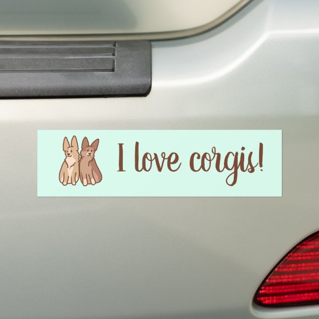 Autocollant De Voiture "J'Aime Corgis !" Deux Corgis mignons (En voiture)