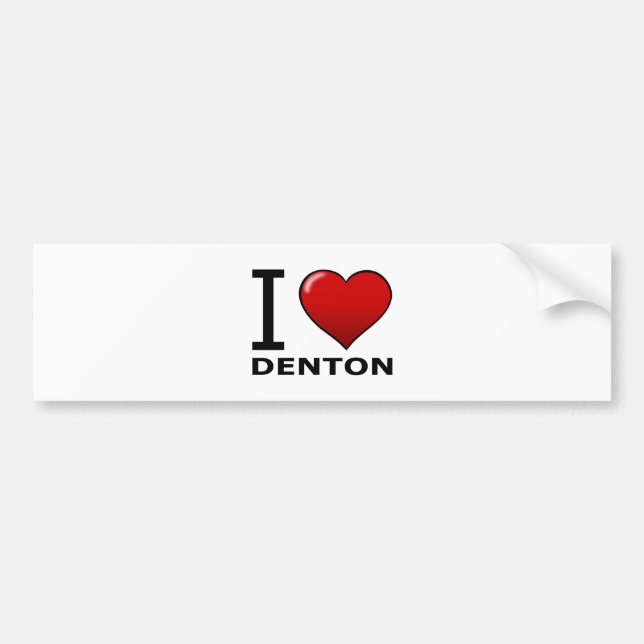 AUTOCOLLANT DE VOITURE J'AIME DENTON, TX - LE TEXAS (Devant)