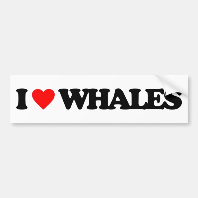 AUTOCOLLANT DE VOITURE J'AIME DES BALEINES (Devant)