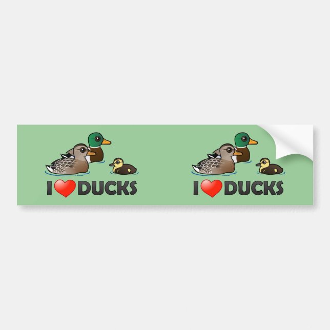 Autocollant De Voiture J'aime des canards (Devant)
