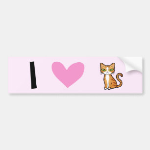 Autocollant De Voiture J'aime des chats (concevez votre propre chat de