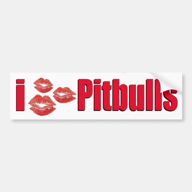 Autocollant De Voiture J'aime des chiens de Pitbull, baisers de rouge à (Devant)