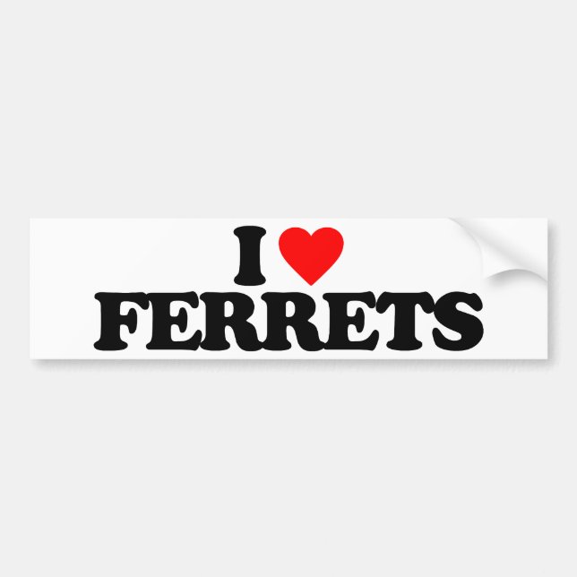 AUTOCOLLANT DE VOITURE J'AIME DES FURETS (Devant)
