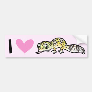 Autocollant De Voiture J'aime des Geckos de léopard