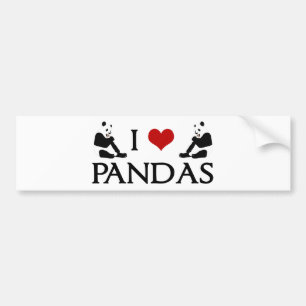 Autocollant De Voiture J'aime des ours panda mignons