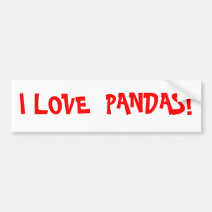 AUTOCOLLANT DE VOITURE J'AIME DES PANDAS !