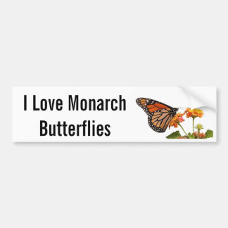 Autocollant De Voiture J'aime des papillons de monarque