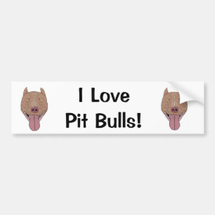 Autocollant De Voiture J'aime des pitbulls ! - Portrait de sourire de