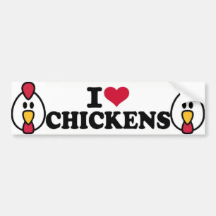 Autocollant De Voiture J'aime des poulets