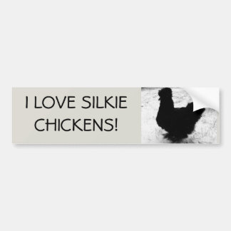 Autocollant De Voiture J'aime des poulets de silkie