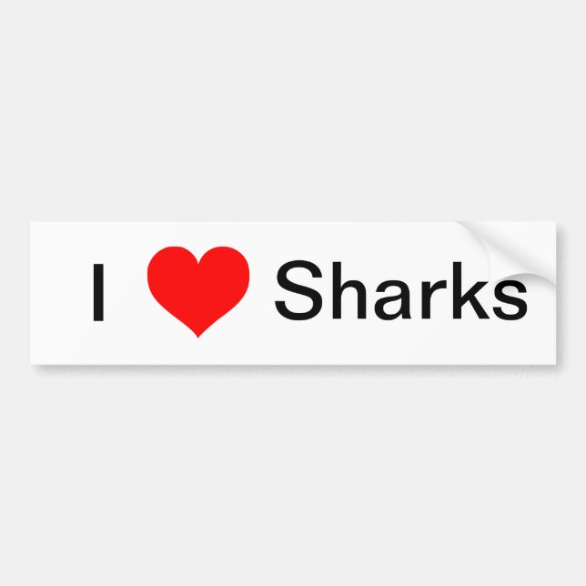 Autocollant De Voiture J'aime des requins (Devant)