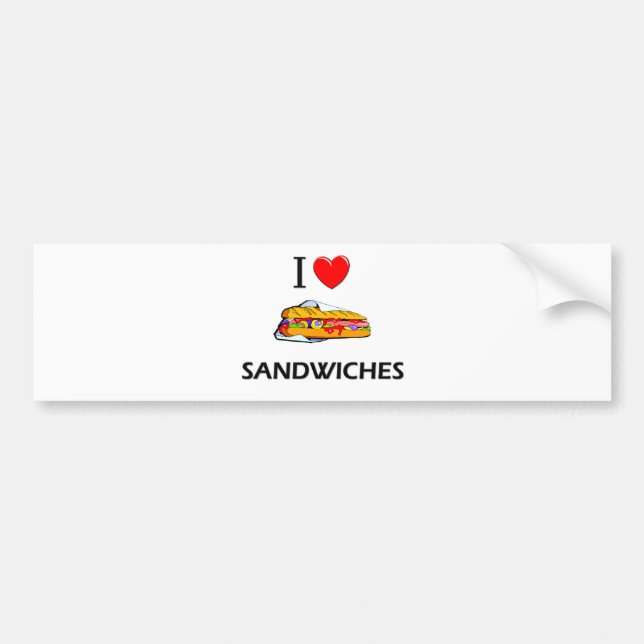 Autocollant De Voiture J'aime des sandwichs (Devant)