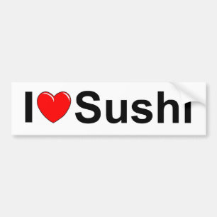 Autocollant De Voiture J'aime des sushi (de coeur)