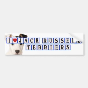 AUTOCOLLANT DE VOITURE J'AIME DES TERRIERS DE JACK RUSSELL - BLOCS