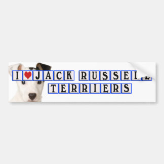 AUTOCOLLANT DE VOITURE J'AIME DES TERRIERS DE JACK RUSSELL - BLOCS