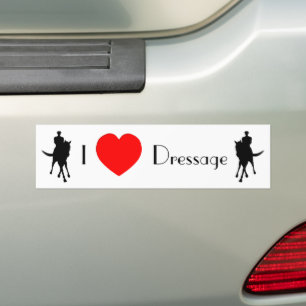 Autocollant De Voiture J'Aime Dressage Cheval Et Rider