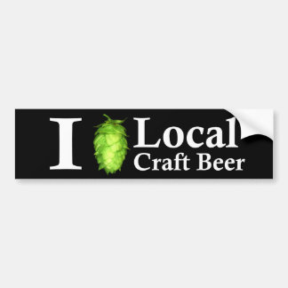 Autocollant De Voiture J'aime (houblon) la bière locale de métier !