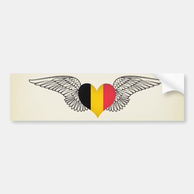 Autocollant De Voiture J'aime la Belgique - ailes (Devant)