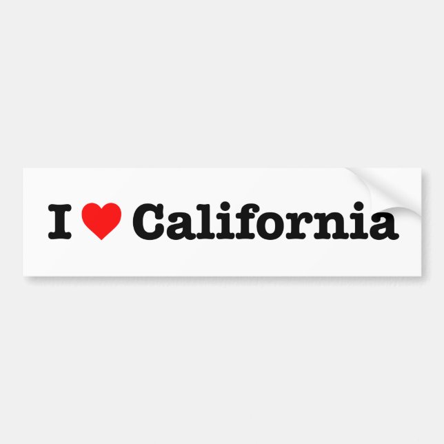 AUTOCOLLANT DE VOITURE "J'AIME LA CALIFORNIE " (Devant)