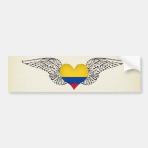 Autocollant De Voiture J'aime la Colombie - ailes