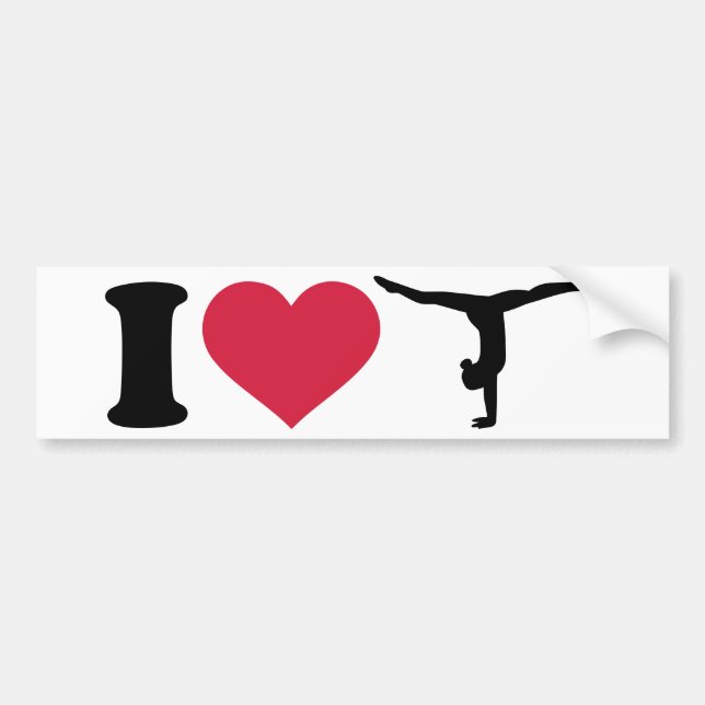 Autocollant De Voiture J'aime la gymnastique (Devant)