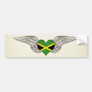 Autocollant De Voiture J'aime la Jamaïque - ailes