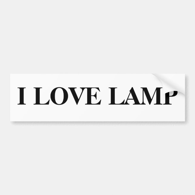 AUTOCOLLANT DE VOITURE J'AIME LA LAMPE (Devant)