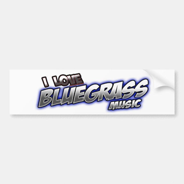 Autocollant De Voiture J'aime la musique de BLUEGRASS (Devant)