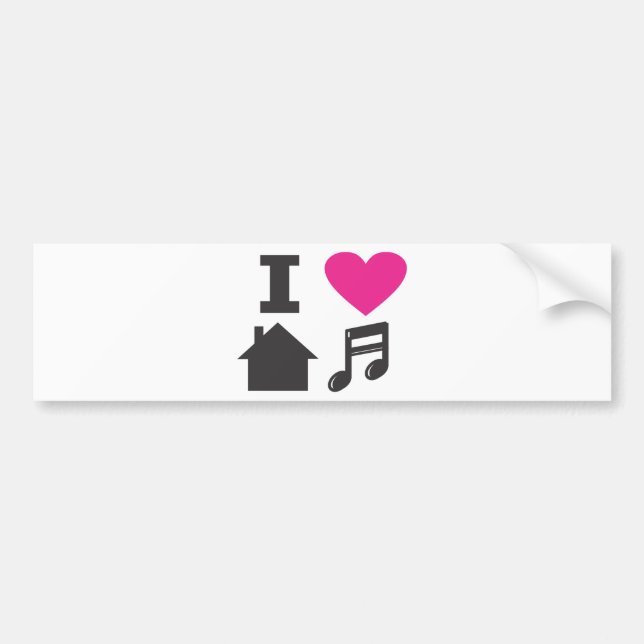 Autocollant De Voiture J'aime la musique de maison (Devant)