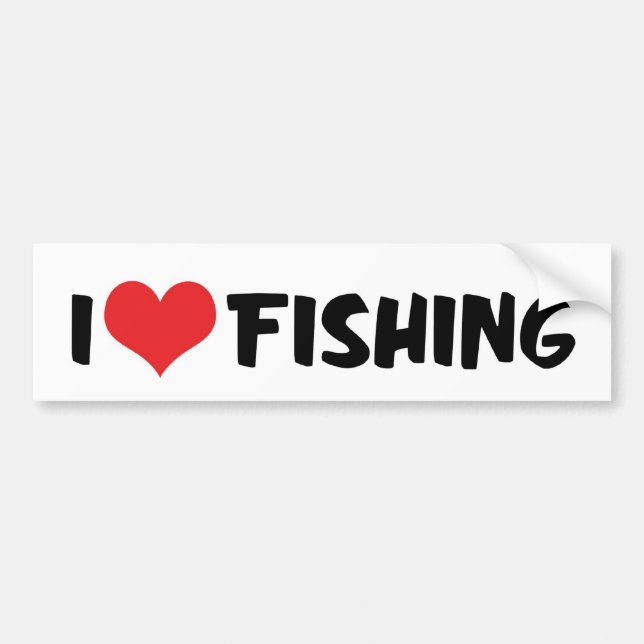 Autocollant De Voiture J'aime la pêche du coeur (Devant)