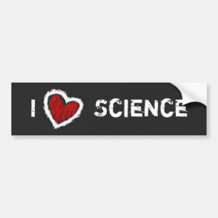 Autocollant De Voiture J'aime la science ! (grunge sur le noir)