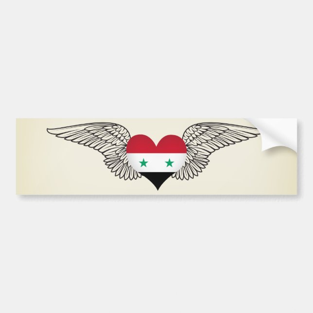 Autocollant De Voiture J'aime la Syrie - ailes (Devant)