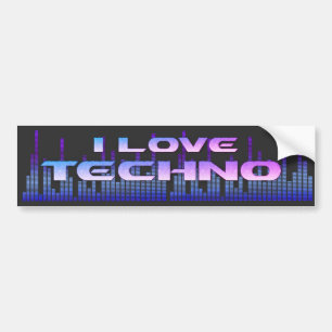 Autocollant De Voiture J'aime la techno