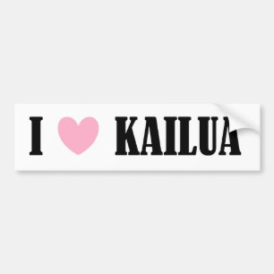 AUTOCOLLANT DE VOITURE J'AIME L'ADHÉSIF POUR PARE-CHOCS DE KAILUA