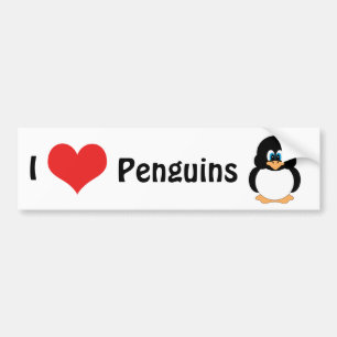 Autocollant De Voiture J'aime l'adhésif pour pare-chocs de pingouins
