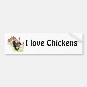 Autocollant De Voiture J'aime l'adhésif pour pare-chocs de poulets, de