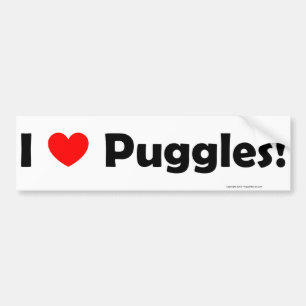 Autocollant De Voiture J'aime l'adhésif pour pare-chocs de Puggles