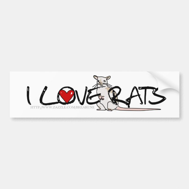 Autocollant De Voiture J'AIME l'adhésif pour pare-chocs de RATS (Devant)