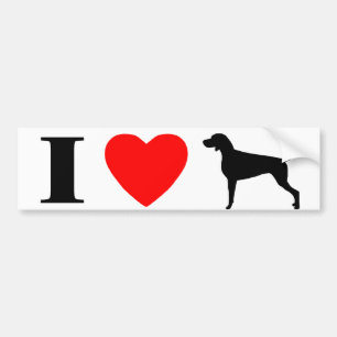Autocollant De Voiture J'aime l'adhésif pour pare-chocs de Weimaraners