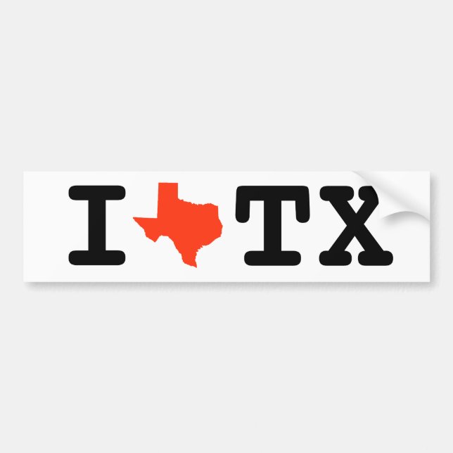 Autocollant De Voiture J'aime l'adhésif pour pare-chocs du Texas (Devant)