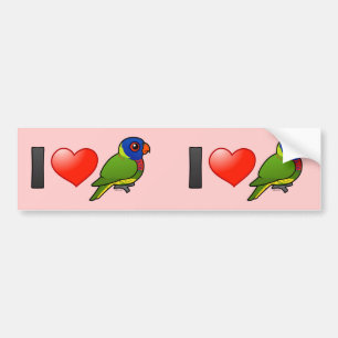 Autocollant De Voiture J'aime l'arc-en-ciel Lorikeets