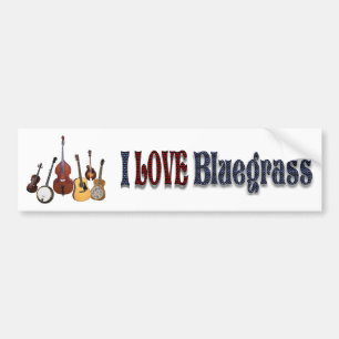 AUTOCOLLANT DE VOITURE J'AIME L'AUTOCOLLANT DE BLUEGRASS-BUMPER